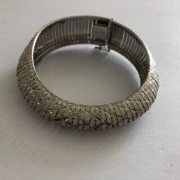 JCM Sterling Silver 925 Unique Bracelet Italy Laser Cut Bangle Statement 7.5” - Picture 6 of 16